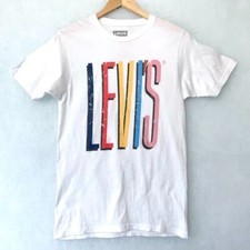 Levi's Men's Tee White Spell Out Logo T-Shirt Short Sleeve Cotton Tee size Small