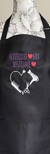 Personalised Embroidered Hairdresser Apron Scissors, Comb & Hairdryer Design