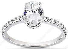 1 ct total .69 ct Oval center w/ Round Diamond 14k White Gold Engagement Ring 8