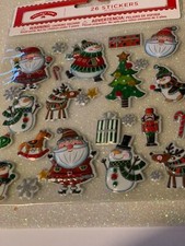 HOLIDAY TIME CHRISTMAS 3D PUFFY STICKERS SANTA GIFTS SNOWFLAKES REINDEER 26 PCS