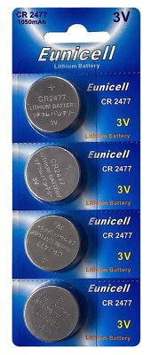       4 x CR2477 3V Lithium Knopfzelle 1050 mAh (1 Card a 4 Batterien)Euni