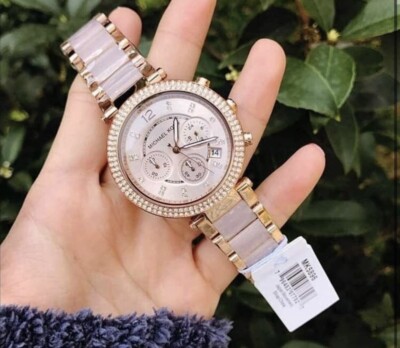 Michael Kors MK5896 ローズゴールド 時計 MICHAEL KORS MK5896 Stainless Steel Blush Acetate Rose Gold Analog