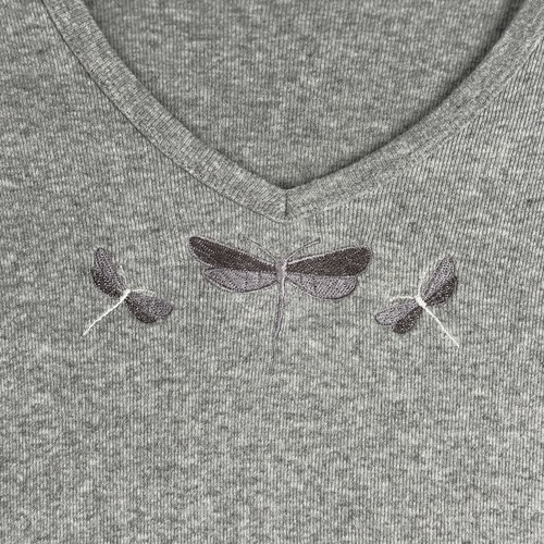 Xhilaration Shirt Junior Medium Heather Gray Dragonfly Crop Top Casual Retro Y2K - Picture 5 of 9