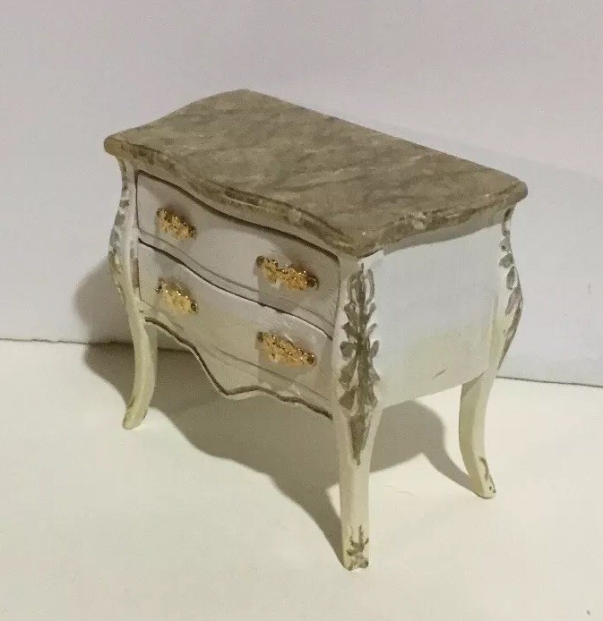 Dollhouse Miniatures Artisan OOAK Handpainted And Marbelized Small 2Drawer Chest