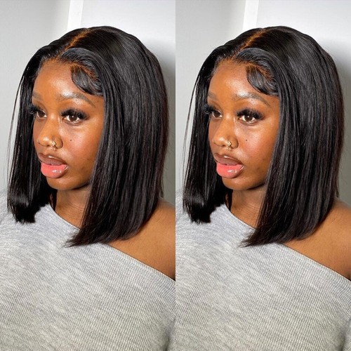 Knochen gerade Teil Lace Echthaar Perücke kurz Bob vorgezupft 4x4 Verschluss Perücken - Bild 13 von 18