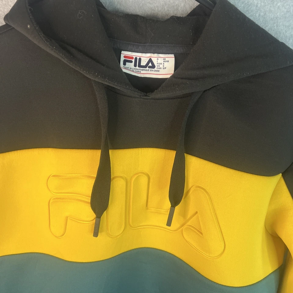 FILA Heritage Cruspin’ sudadera con capucha de buceo para hombre pequeña jamaicana negra amarilla verde Foto 2 de 4