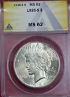 1926-S PEACE DOLLAR ANACS MS62