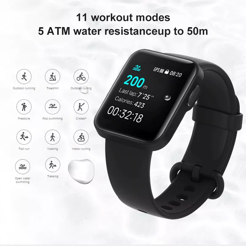 Xiaomi Mi Watch Lite Bluetooth Smart Watch GPS 5ATM Waterproof SmartWatch  Fitnes