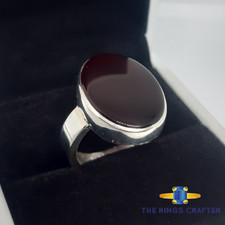 Yemeni Aqeeq Ring Red Agate Ring Handmade 925 Sterling Silver Aqeeq Simple Ring