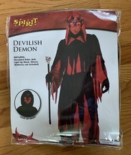 Spirit Devilish Demon Red Black Robe LightUp Mask Halloween Costume Adult Medium