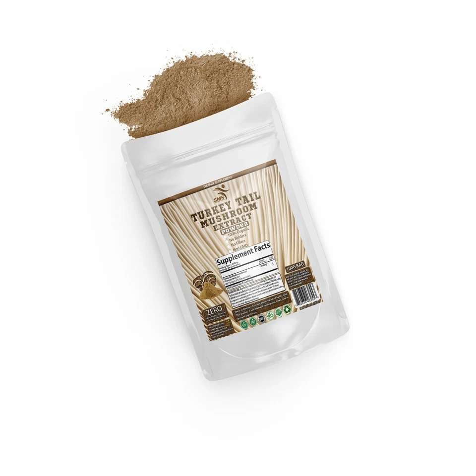 Extracto de hongo cola de pavo en polvo 100 g 50 % polisacáridos orgánico no transgénico Foto 3 de 4