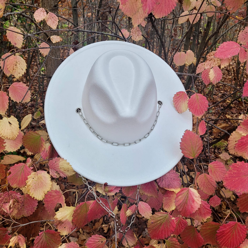 FERBIL Women and Men Fashion Wide Brim Felt Fedora Panama Hat with Long Chain - Picture 15 of 20