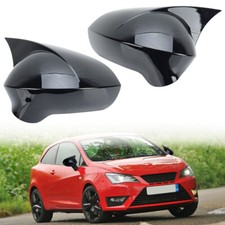 2× For Seat Ibiza 6J 2008-2017 Wing Mirror Cover Caps Casing Gloss Black LH + RH