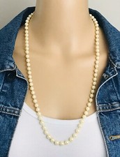 Vintage Hand Knotted Pearl Strand Necklace GSILVER Clasp