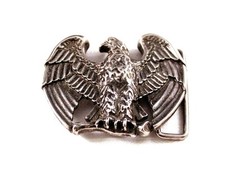 Vintage 2.5" American Eagle Patriotic Pewter Belt Buckle Avon