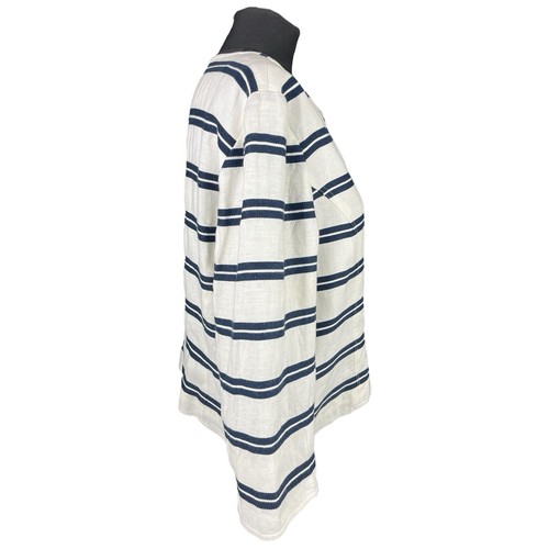 AK Anne Klein Jacket Big Button Collarless Linen Cotton Blend Striped Uk 16 Eu - Picture 7 of 10