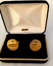 OBAMA CUFFLINKS 24K GOLD PLATE 2009 INAUGURATION  PRESIDENT BARACK CUFF LINKS——