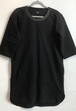 Madewell Dress Women's S Black Leather Trim Pique Ponte Pocket 3/4 Sleeve Zip