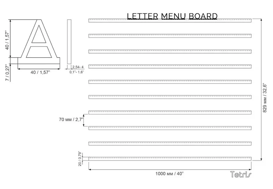Black Wooden Letter & Light Wooden Rails Menu Board, Changeable Letter Board - Image 4 of 4