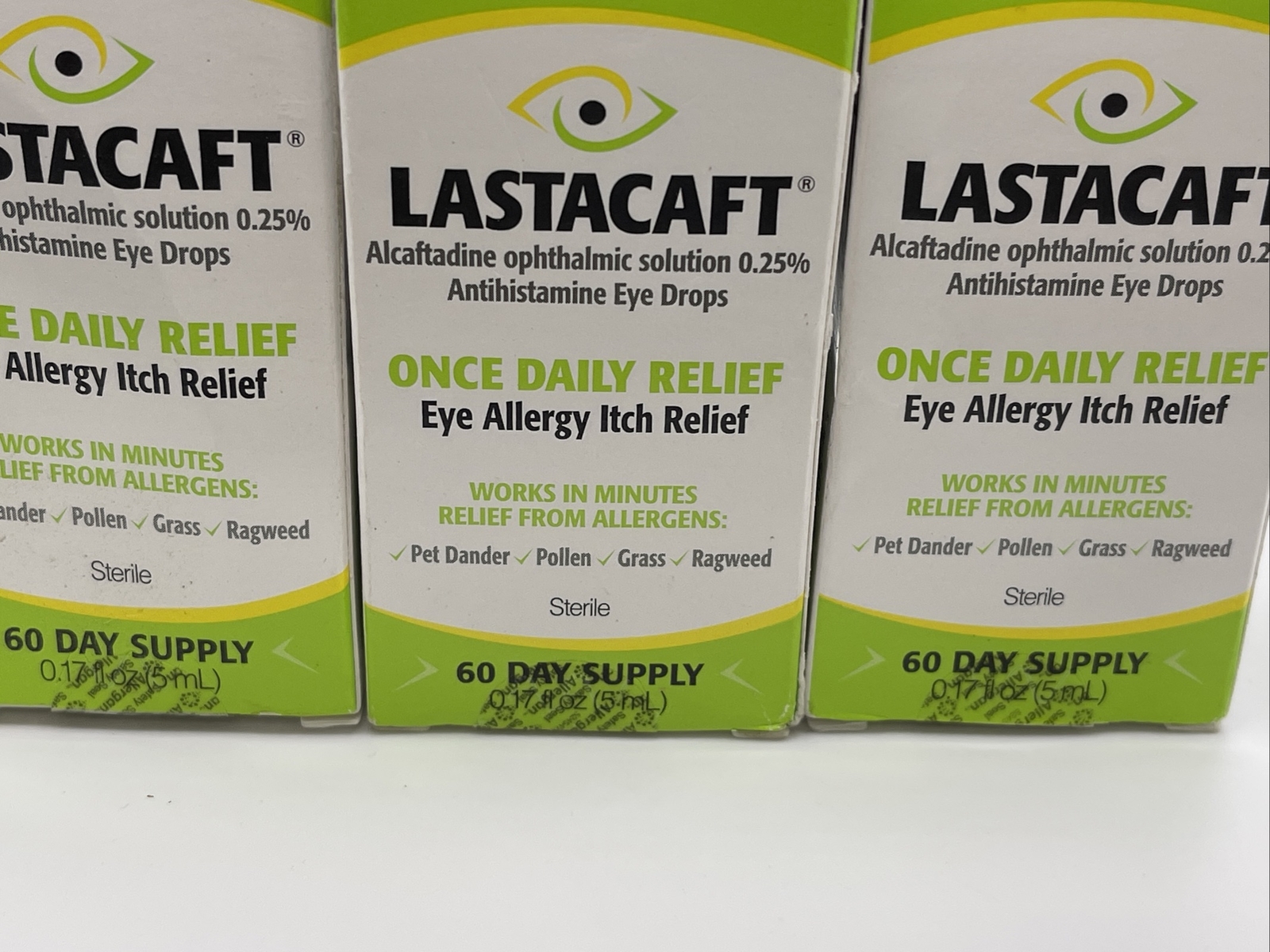 3 Lastacaft Once Daily Eye Allergy Itch Relief Eye Drops 0.17 fl oz Exp