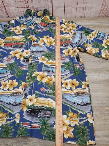 Vtg Reyn Spooner Hawaiian Shirt Men's Large Classic Cars Nomad Belair Chevrolet - Picture 10 of 13