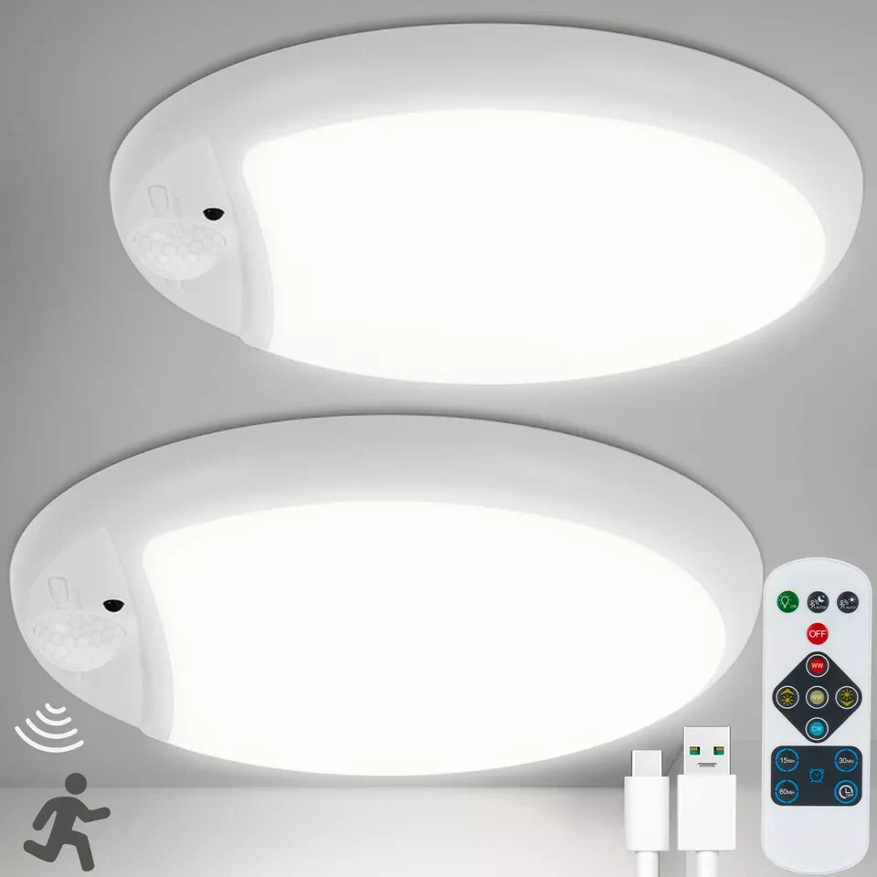 Rechargeable Ceiling Light Battery Operated Motion Sensor Light with Remote, ...