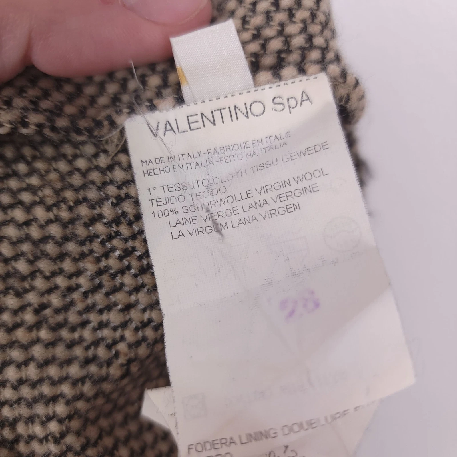 Pantaloni vintage in lana tweed Valentino cerniera laterale marrone donna taglia 8