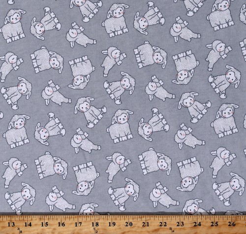 Flannel Lambs Sheep Baby Animals Gray Kids Cotton Flannel Fabric by Yard D279.41