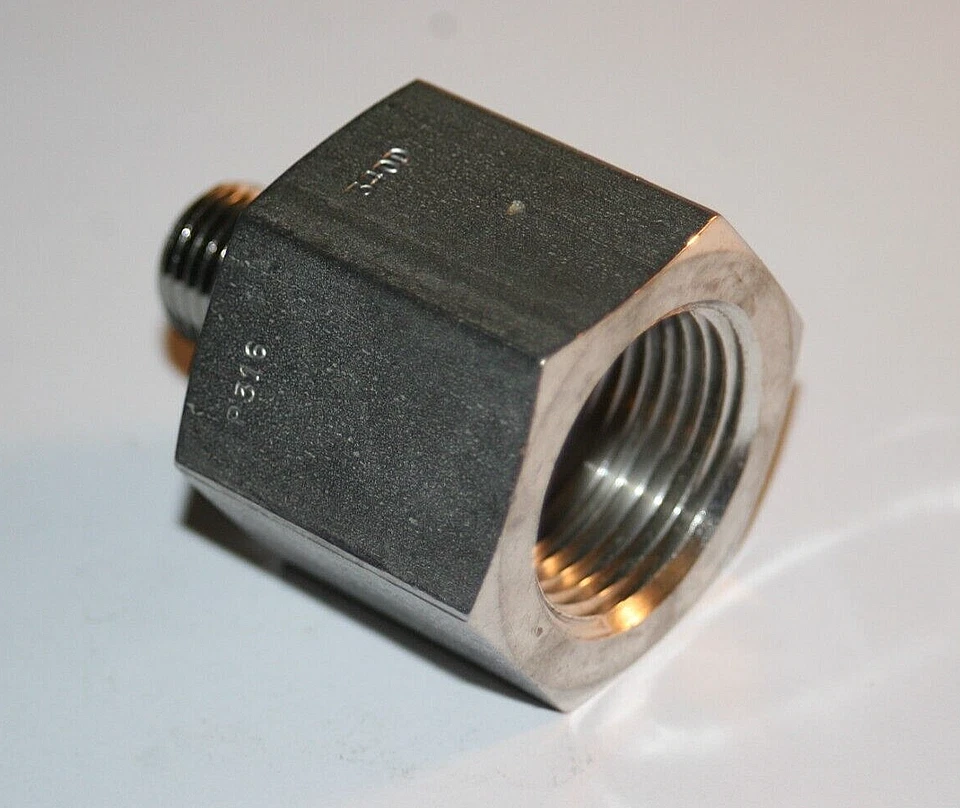 1/4 MNPT x 3/4 FNPT 316ss Reducing Adapter Fitting Parker 12-4 RA-SS - Image 2 of 2
