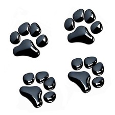 4Pcs 3D Chrome Dog Paw Footprint Sticker Decals Auto Car Emblem Decal Decor