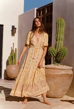 Spell Rebel Spirit Gown Extra Small XS Daffodil Midi Maxi Dress Yellow Floral