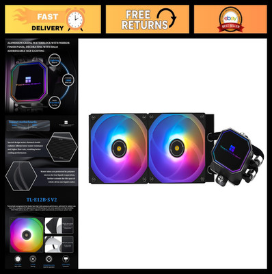 240mm ARGB AIO Liquid CPU Cooler, 2x120mm PWM Fans, High Speed, AM4/AM5/Intel Co
