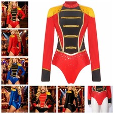 Women Circus Costume Bodysuit Nightclub Showman Tassel Shoulder Ringmaster