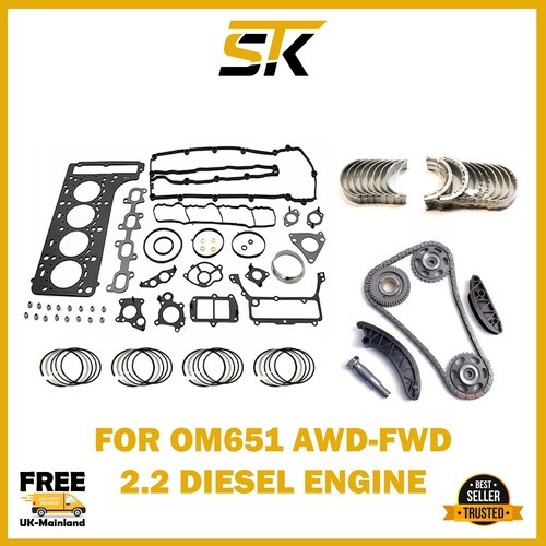 MERCEDES VIANO 2.1 DIESEL OM651 HEAD GASKET SET WITH ENGINE BEARINGS REBUILD KIT