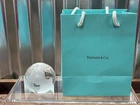 Vintage Etched Tiffany & Co Clear Frosted Glass Crystal World Globe Paperweight