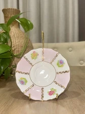 Vintage Old Royal Chelsea Pink Floral Bone China Saucer w/ Gold - Replacement