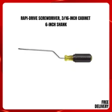 3/16" Cabinet-Tip Flat Head Screwdriver, Klein Tools 6" Round Rapi-Drive Shank