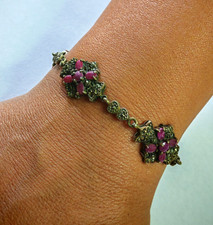 Bracelet Femme Style Ancien Racine Rubis Argent 925 Brunie