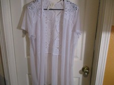 Forgotten Grace White Boho Lace Kimono Short Sleeve Open Front Mid Length -XL
