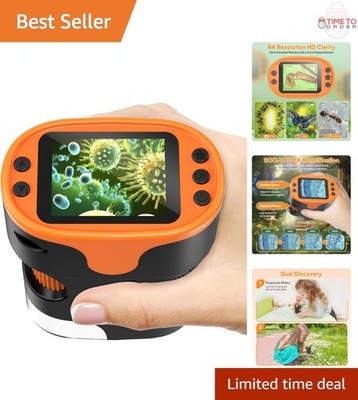 Handheld Microscope for Kids 4K Portable 1000X zoom LED light Slides Edu Gift