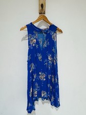 Free People Ethnic Boho Floral Oversized Mini Crepe Rayon Beach Dress Size L