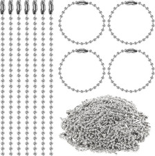 300PCS 3.9 Inch Ball Chains 2.4mm Metal Keychain Tag Connector Links