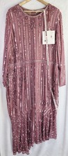 NWT Mac Duggal 93627 Size 24 Rosewood Beaded Sequin Midi Dress Long Sleeve
