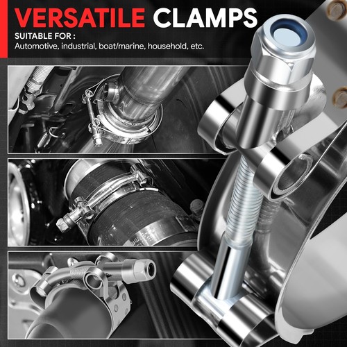 66mm-76mm Adjustable ID Stainless Steel 8xT-Bolt Clamp w/Nylon Lock Nut+L-Wrench - Picture 6 of 6