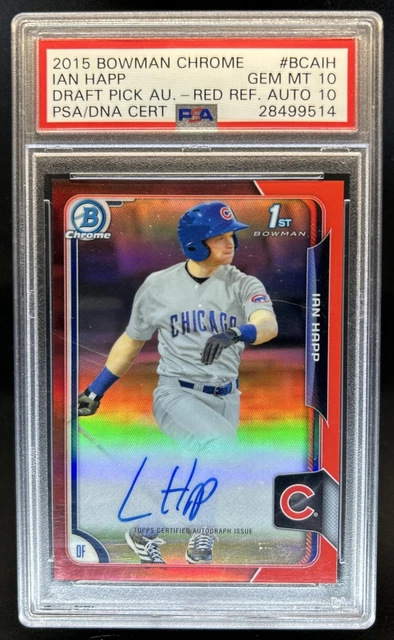 2015 Bowman Draft Ian Happ Chrome Auto Red Refractor #/5 Cubs PSA 10 GEM MINT