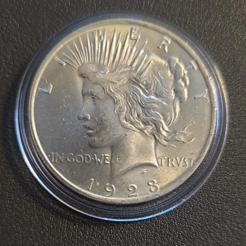 1923 Peace Dollar $1 Silver Coin Ucirculated  Business Strike. AU Range Luster