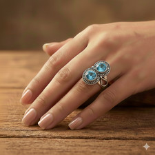 Swiss Blue Topaz Gemstone 925 Sterling Silver Jewelry All Size Ring For Gift