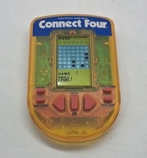 CONNECT FOUR Electronic Handheld Travel Game 1995 Milton Bradley Orange TESTED