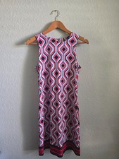 Michael Kors Sleeveless Shift Dress Coral Blue Geometric Print Small Resortwear
