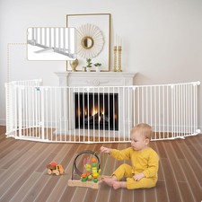 Baby Gate 27.5"-199" Extra-Wide Playpen with Stands Child Safety Fence Play
